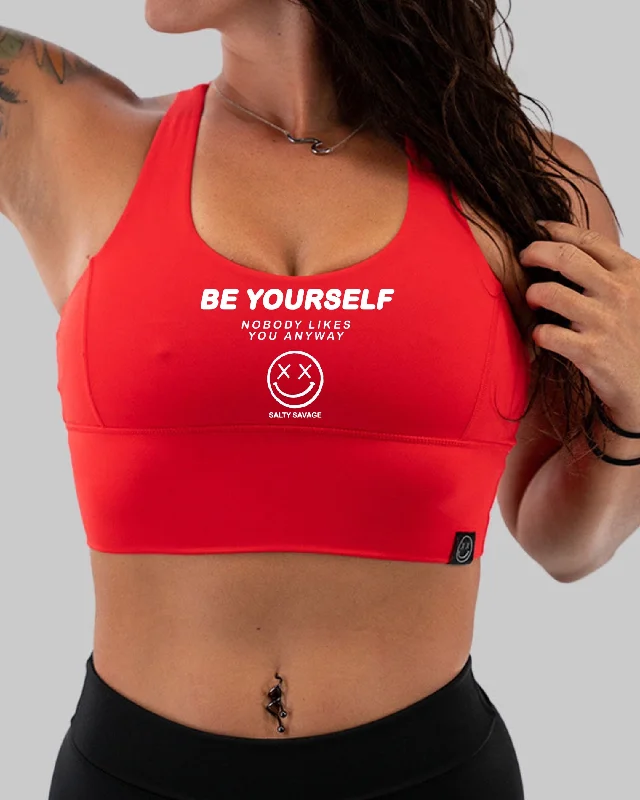 Year-End Deals Salty Savage Ladies "Be Yourself" X Back Longline Sports Bra | Cocoa Beach Performance Year-End Deals Salty Savage Ladies "Be Yourself" X Back Longline Sports Bra | Cocoa Beach Performance
