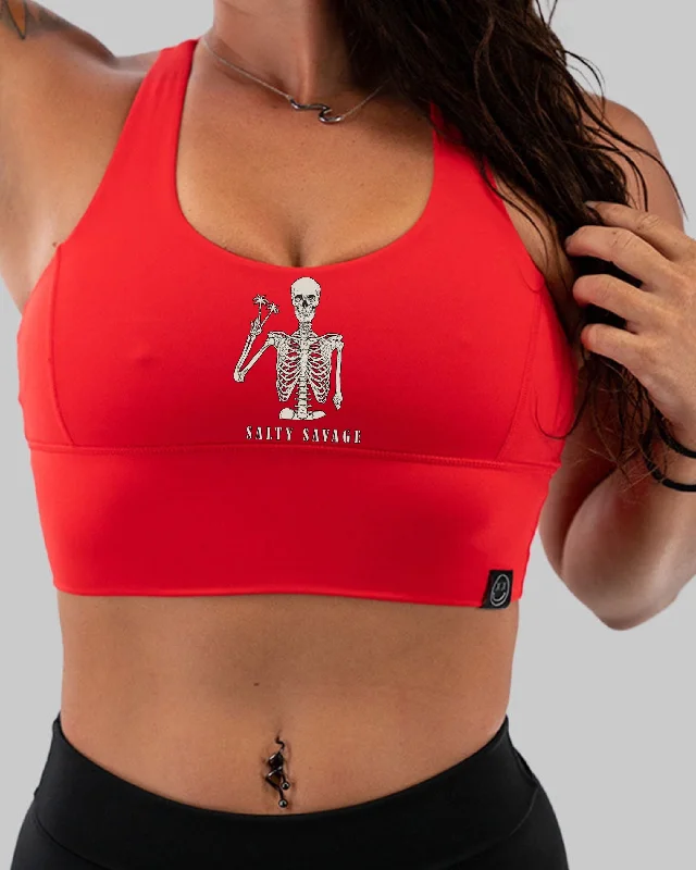 Sale Event Salty Savage Ladies "Peace Skeleton" X Back Sports Bra | Cocoa Beach Performance