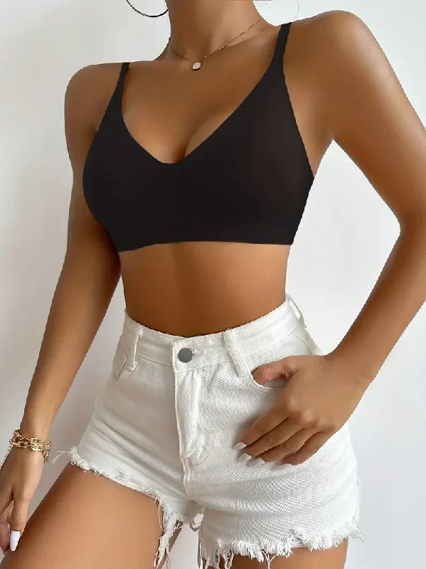 Weekend Bargains to Snag Seamless Push Up Bra, Soft & Comfy Solid Everyday Bra Black