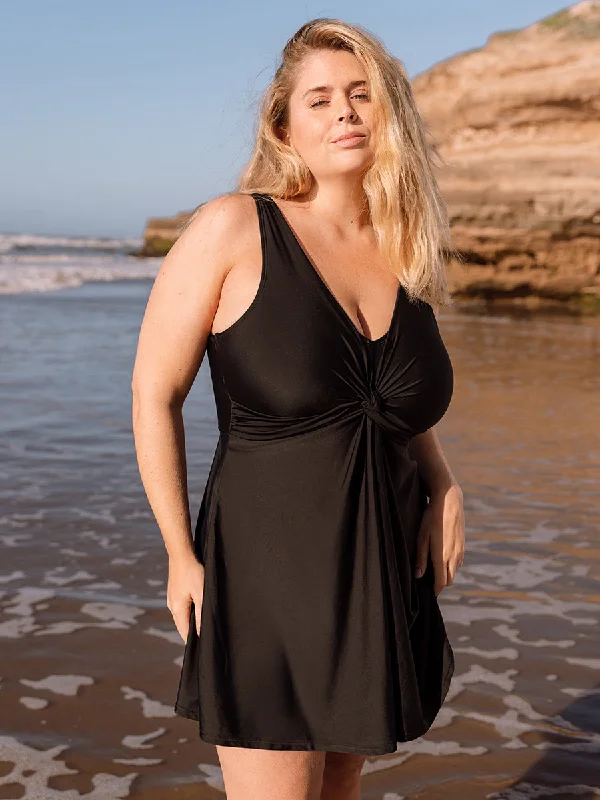 Price Cut Shapermint Essentials Swim Knot-Front Swim Dress