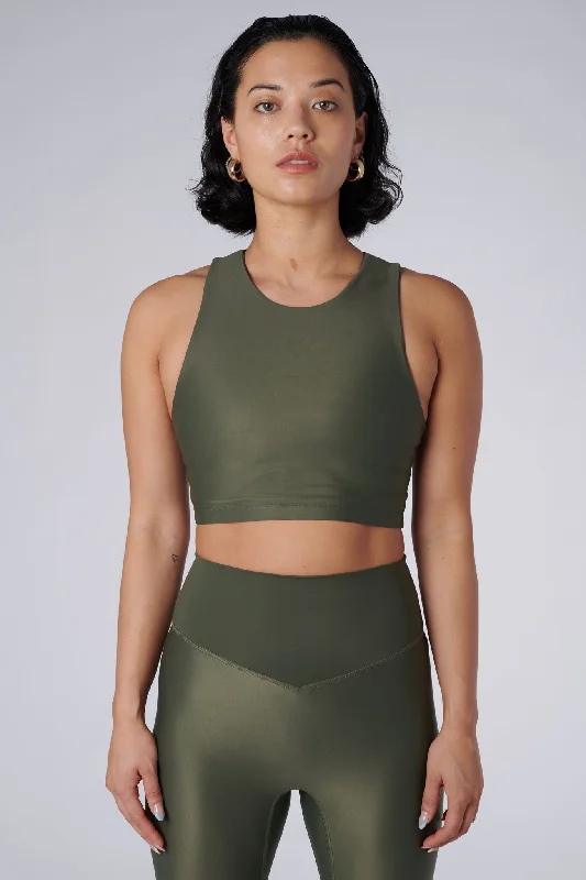 Unbeatable Prices Tula High Neck Racer Back Crop Top | Recycled Nylon | Olive