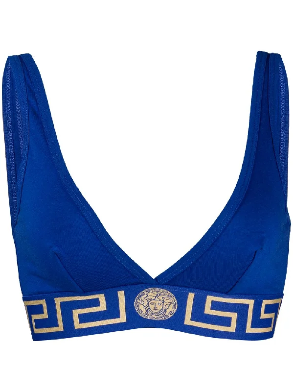 New Markdowns Versace Blue Greek Key Triangle Bra