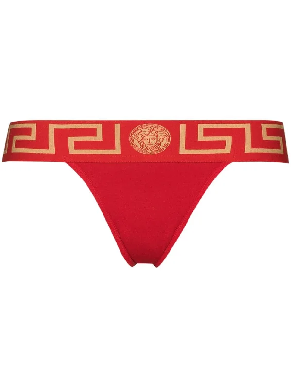 Deep Discounts Versace Red Greek Key Thong