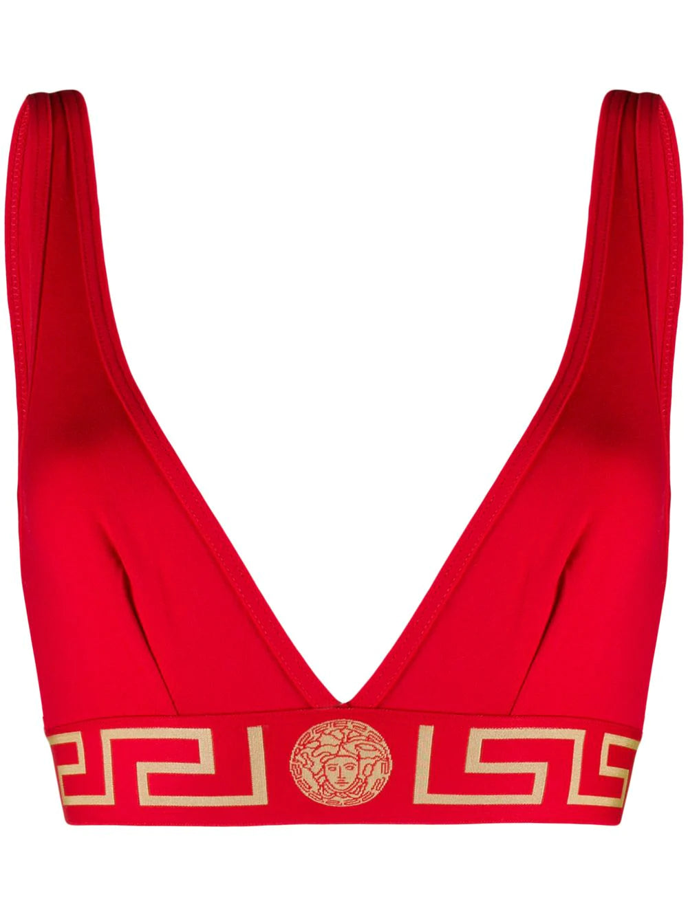 Big Discounts Versace Red Greek Key Triangle Bra