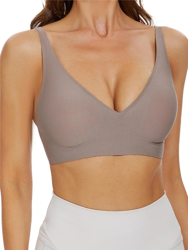Weekend Discounts to Celebrate Wirefree Seamless Bra for Women Invisible Deep V Plunge Bra with Removeable Padding RosyBrown Weekend Discounts to Celebrate Wirefree Seamless Bra for Women Invisible Deep V Plunge Bra with Removeable Padding RosyBrown