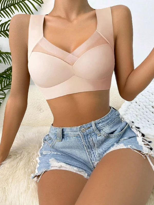Crazy Deals Women's Mesh Seamless Smooth Comfort Wire Free Bra Beige