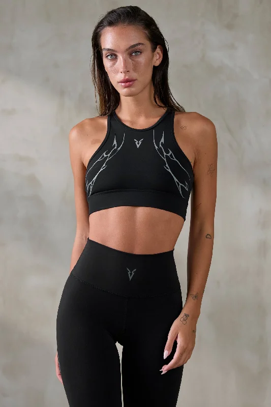 Value Pack V_SCULPT GRAY VEINS GRAPHIC HIGH NECK SPORTS BRA - Black